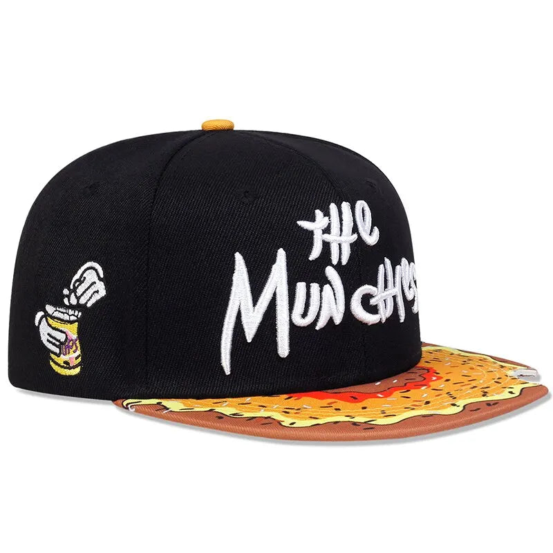 Embroidered Flat Brim Snapback Cap Graphic Underbrim Streetwear Hip Hop Fashion Hat