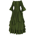 Layered Cottage Gothic Ruffle Maxi Dress with Romantic Silhouette