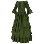 Layered Cottage Gothic Ruffle Maxi Dress with Romantic Silhouette