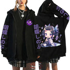 Anime-Inspired Celestial Spirit Zip Hoodie with Manga Streetwear Artwork