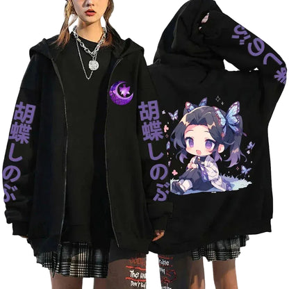 Anime-Inspired Celestial Spirit Zip Hoodie with Manga Streetwear Artwork