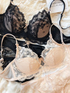 Elegant French-Style Eyelash Lace Underwire Bra and Brief Set