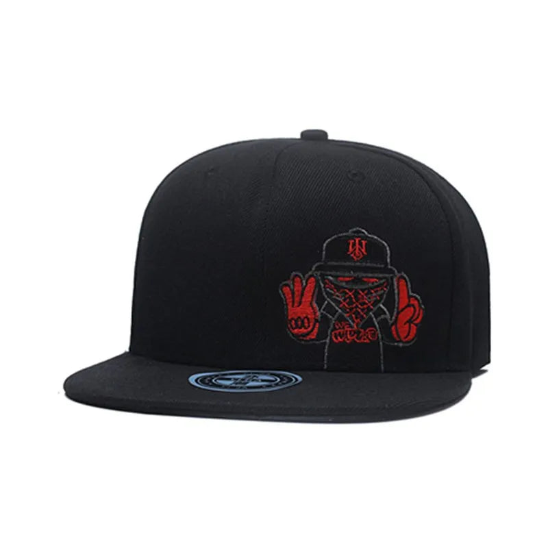 Embroidered Graphic Snapback Cap Adjustable Flat Brim Streetwear Baseball Fashion Hat