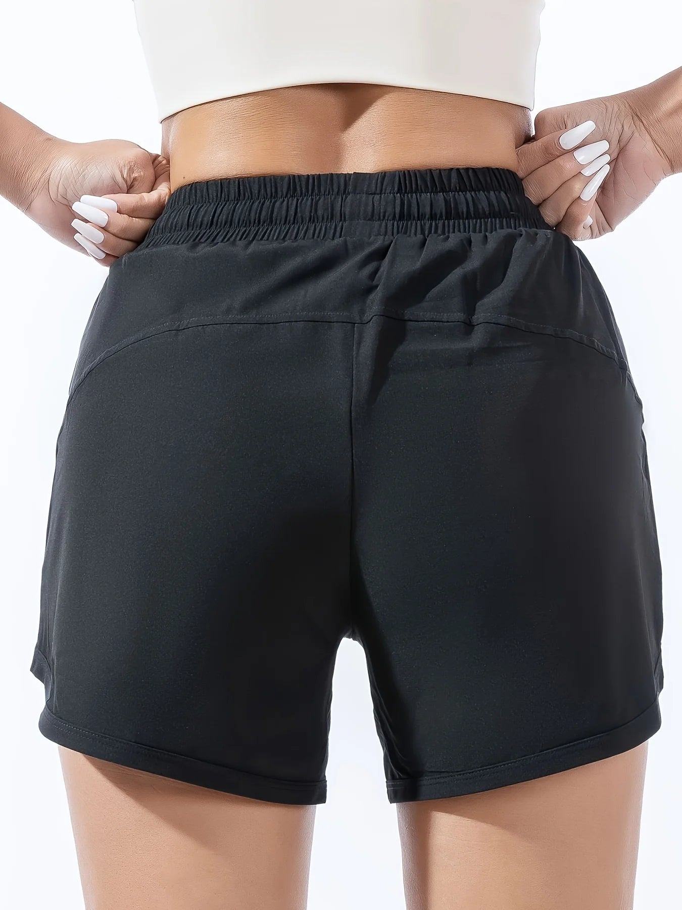 Women's High Waist 2-in-1 Quick Dry Running Shorts with Functional Pockets and Athletic Fit
