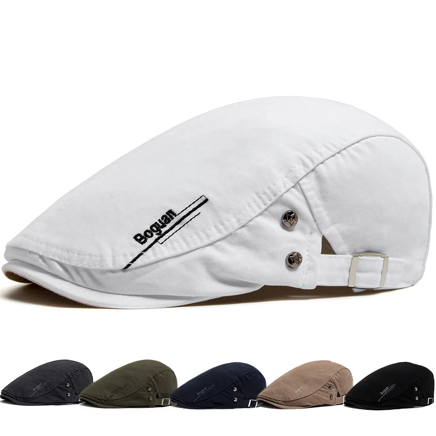 Classic Cotton Ivy Flat Cap Button Detail Casual Vintage Streetwear Beret Hat