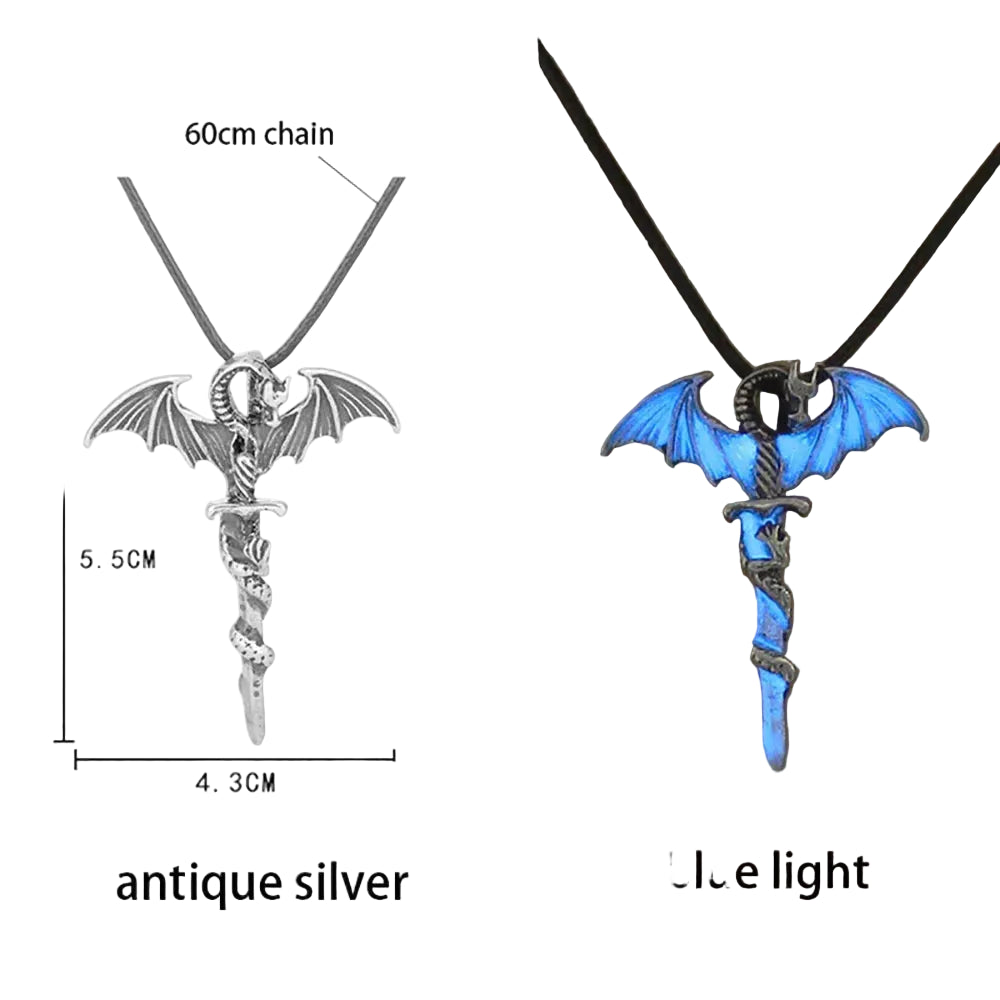 Dragon Sword Pendant Necklace Fantasy Gothic Alternative Statement Jewelry