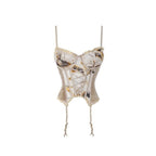 Black Sheer Mesh Bustier with Sweetheart Lace Neckline and Suspender Straps