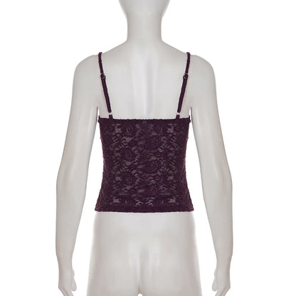 Lace V-Neck Camisole Tank Top with Slim Fit Contemporary Streetwear Style