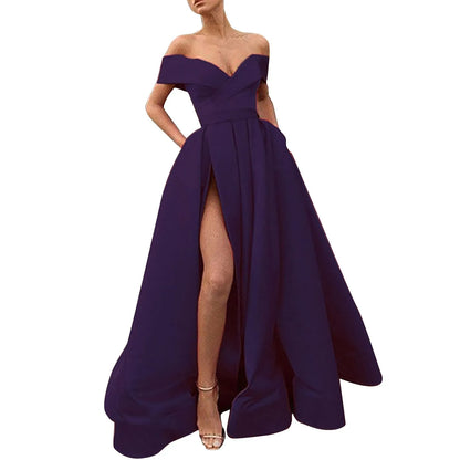 Off Shoulder High Slit Formal Alternative Evening Gown Dress