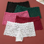 Floral Lace Longline Bralette and Coordinating Boyshort Set with Double Front Straps
