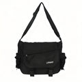 Large Capacity Nylon Crossbody Messenger Bag with Utility Pocket Streetwear Design