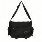 Large Capacity Nylon Crossbody Messenger Bag with Utility Pocket Streetwear Design