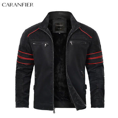Men's Stand Collar Faux Leather Moto Jacket with Modern Streetwear Biker Styling