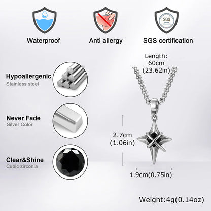 Star Cross Pendant Necklace Gothic Punk Alternative Statement Jewelry