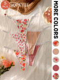 Romantic Floral Print Wire-Free Bralette and Thong Three-Piece Collection