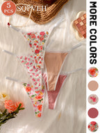 Romantic Floral Print Wire-Free Bralette and Thong Three-Piece Collection