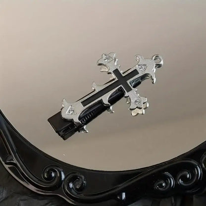 Gothic Cross Duckbill Hair Clip Punk Inspired Statement Hairstyle Accessory