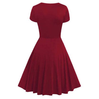 Alternative Gothic Fit and Flare Dress with Corset-Inspired Waist Detailing
