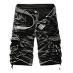 Men's Utility Cargo Shorts with Distressed Details and Multi Pocket Casual Streetwear Design