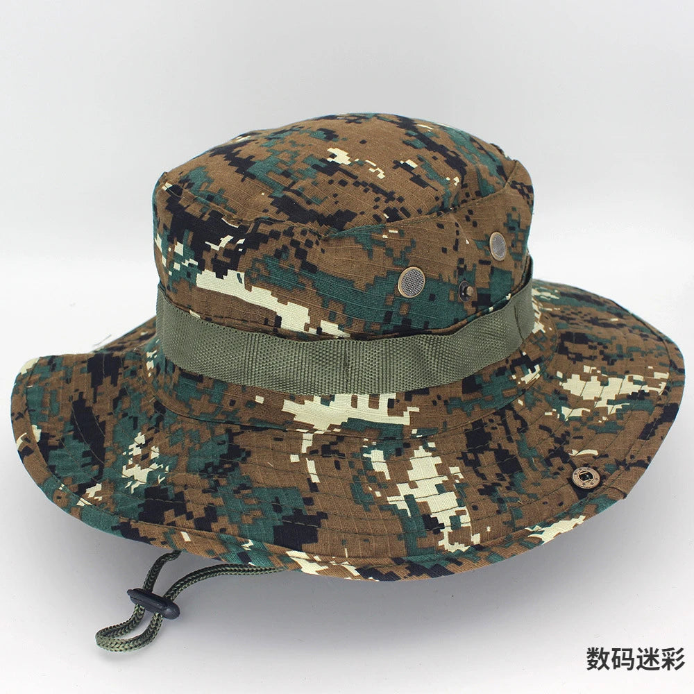 Unisex Outdoor Boonie Bucket Hat with Adjustable Chin Cord for Hiking Fishing and Travel