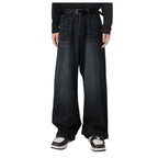 Men's Oversized Wide Leg Denim Jeans with Relaxed Streetwear and Loose Fit Design