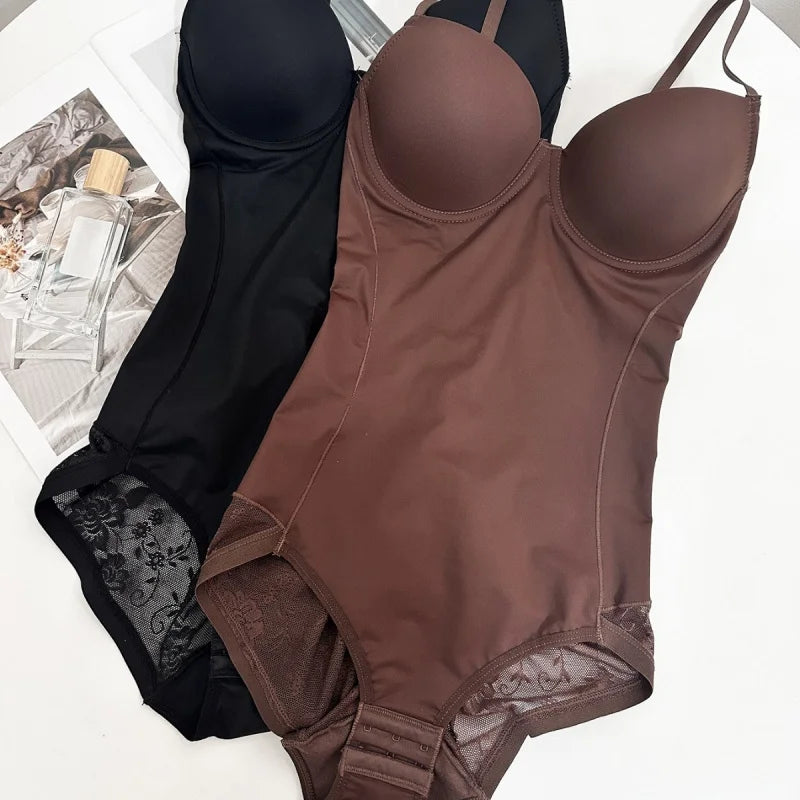 Adjustable Strap Firm Control Bodysuit with Built-In Molded Cups