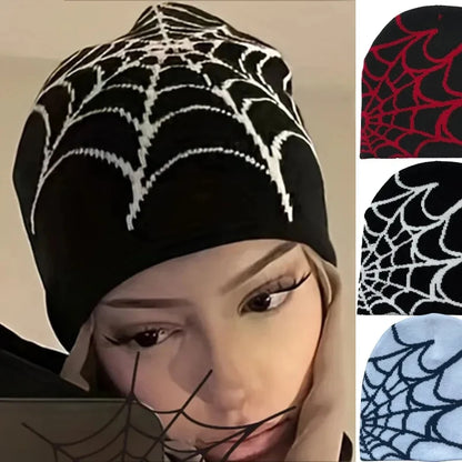 Spider Web Pattern Knit Beanie for Contemporary Streetwear Casual Everyday Fashion and Comfort
