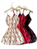 Three-Piece Heart Print Camisole Sleepwear Set with Matching Robe and Coordinated Shorts, Feminine Sleeveless Loungewear Ensemble