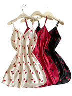 Three-Piece Heart Print Camisole Sleepwear Set with Matching Robe and Coordinated Shorts, Feminine Sleeveless Loungewear Ensemble