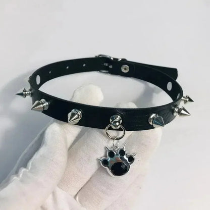 Cat Paw Charm Choker Necklace for Gothic Alternative Fashion Styling