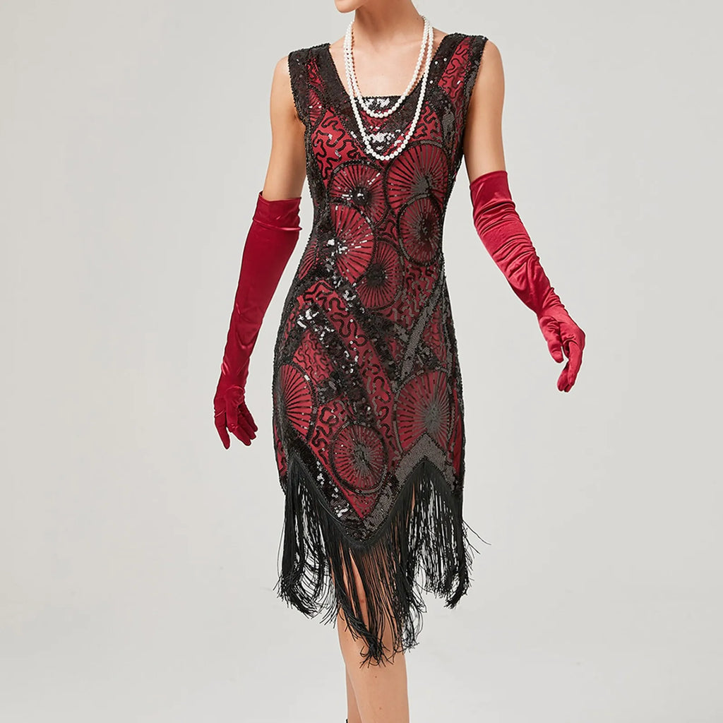 Gothic Sequin Fringe Dress for Elegant Alternative Fashion