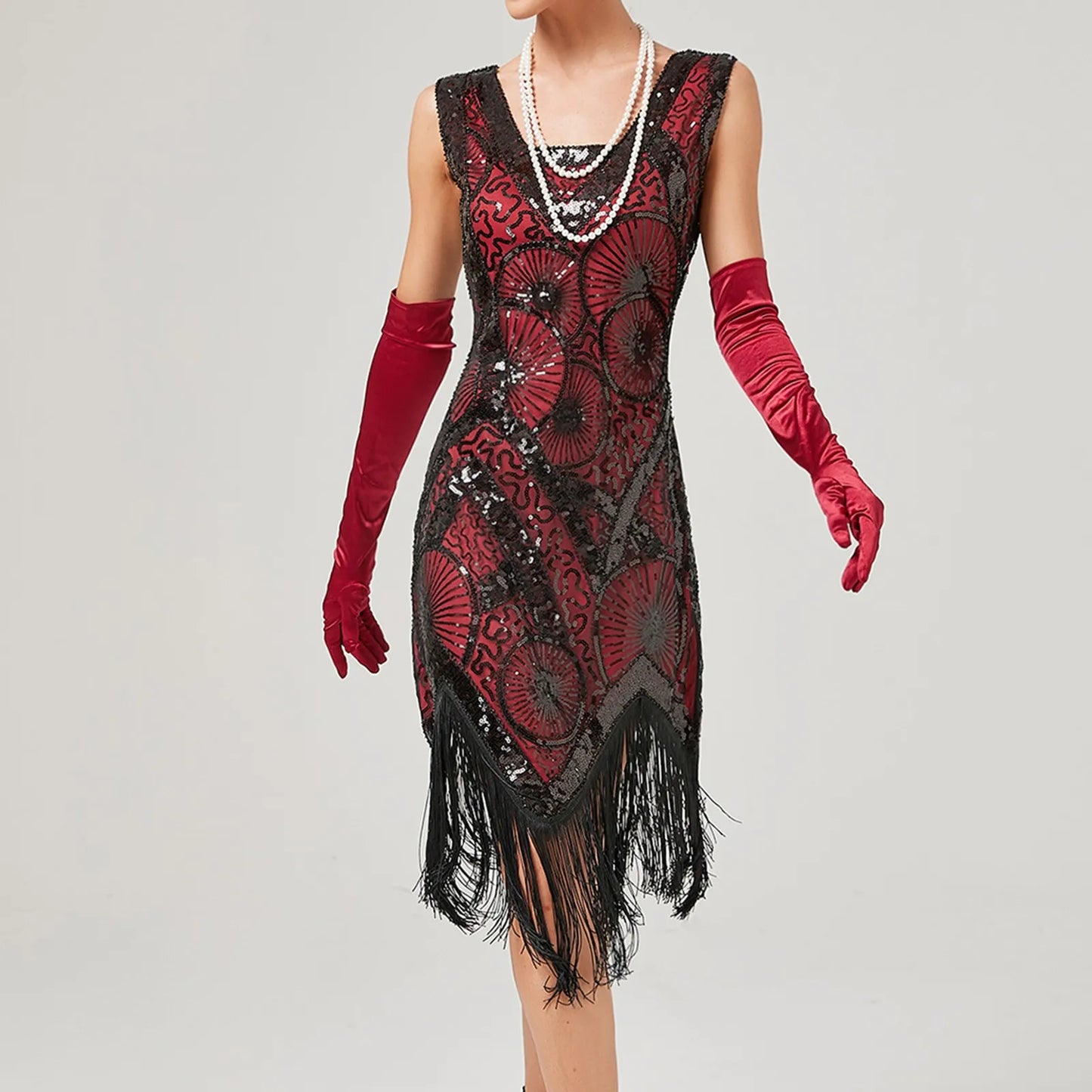 Gothic Sequin Fringe Dress for Elegant Alternative Fashion