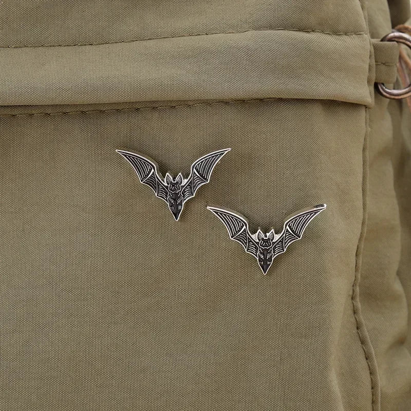Minimalist Bat Silhouette Gothic Brooch Pin for Dark Alternative Fashion - BigCat Streetwear