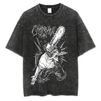 Dark Anime Horror Oversized Vintage Wash Streetwear Graphic T-Shirt