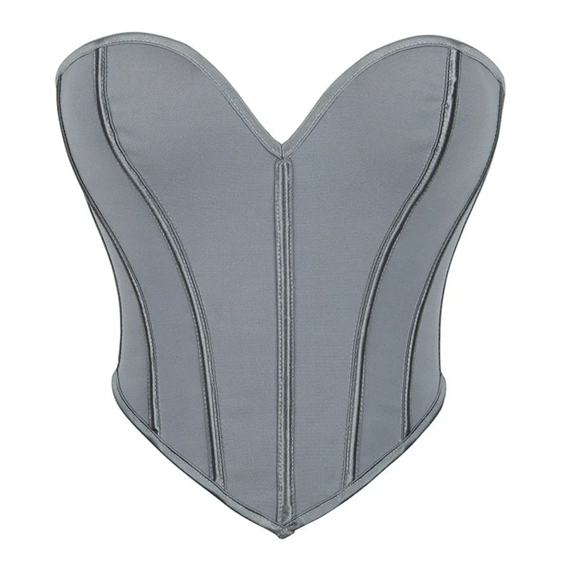 Strapless Corset Tube Top with Sculpted Panels and Backless Silhouette