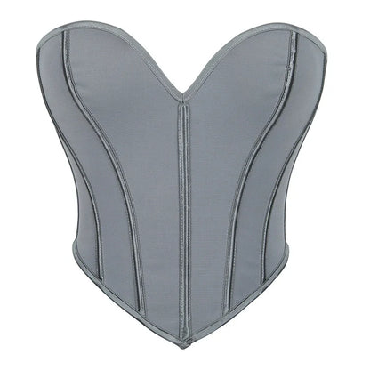 Strapless Corset Tube Top with Sculpted Panels and Backless Silhouette