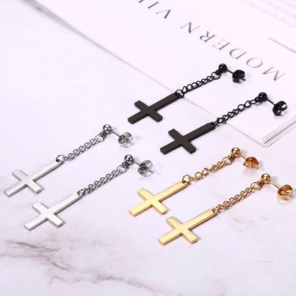 Gothic Cross Hoop Earrings for Punk and Alternative Statement Styling