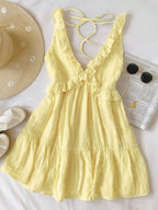 Ruffle Strap A-Line Mini Dress with Elastic Waist Summer Vacation Silhouette