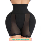 High-Waisted Structured Enhancing Short with Built-In Padding and Lace Trim