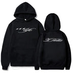 Minimalist Script Graphic Hoodie with Relaxed Streetwear Silhouette and Back Print