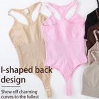 Seamless Racerback Thong Bodysuit in Versatile Beige