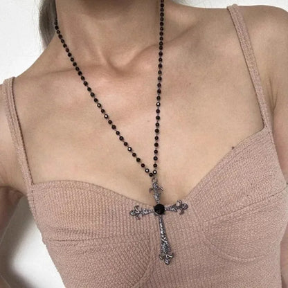 Ornate Gothic Cross Necklace for Alternative Punk and Dark Fashion