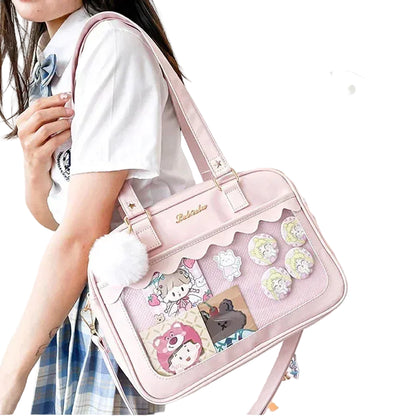Display Window Box Shoulder Bag with Decorative Accent Details