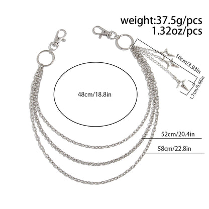 Layered Star Charm Waist Chain for Gothic Punk and Y2K Styling