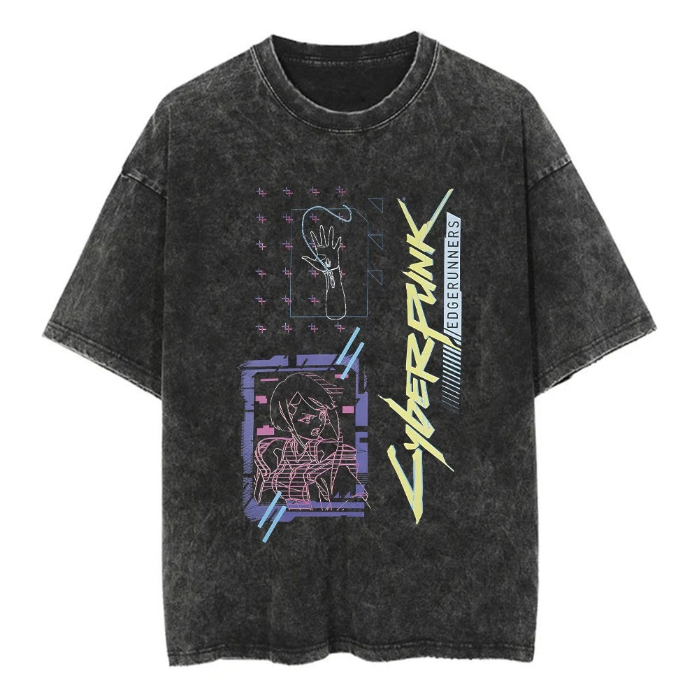 Cyber Aesthetic Manga Streetwear Oversized Washed Graphic Anime Tee