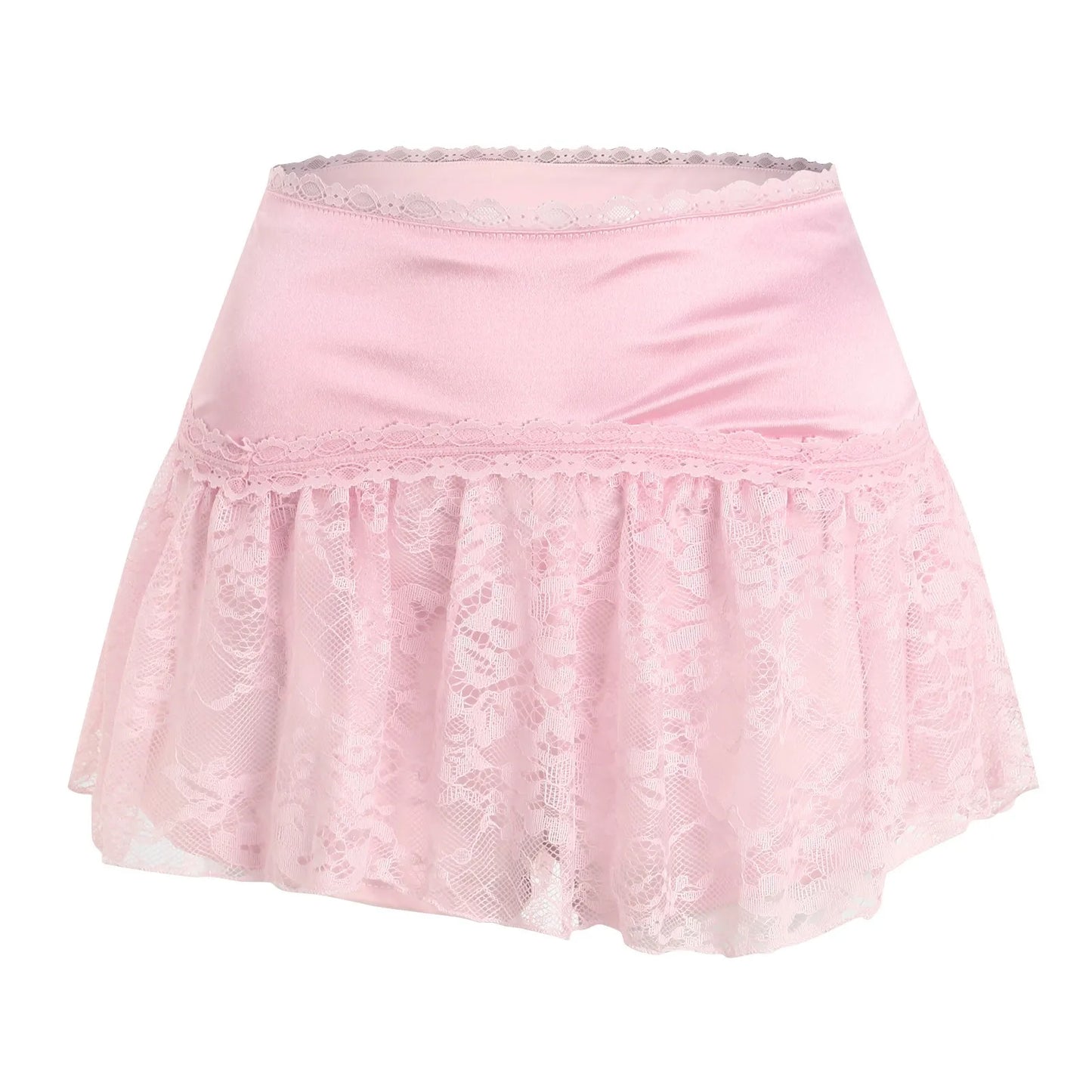 High Waist Satin Pleated Ultra Mini Skirt with Layered Y2K Styling