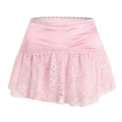 High Waist Satin Pleated Ultra Mini Skirt with Layered Y2K Styling