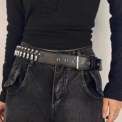 Bullet Chain Rivet Waist Belt for Gothic Punk Alternative Streetwear Styling