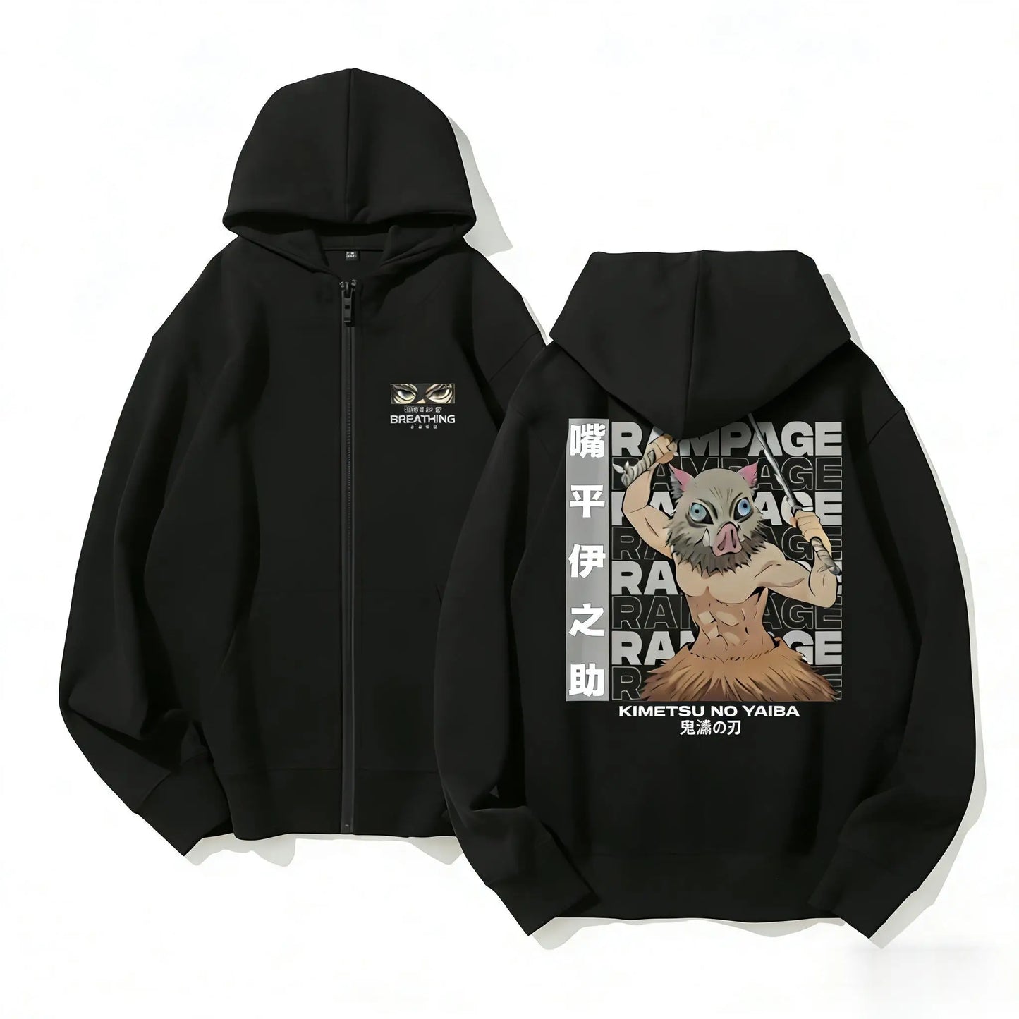 Anime Manga Zip Hoodie With Oversized Retro Streetwear Graphic Design