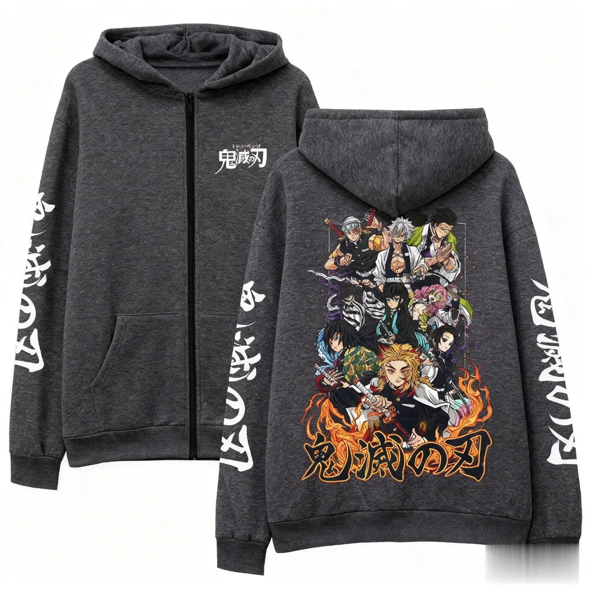 Adventure Streetwear Zip Hoodie with Dynamic Manga Artwork
